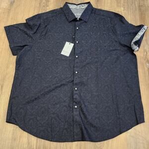 Robert Graham Mens 3XL Geometric Floral Paisley Black Short Sleeve Shirt New